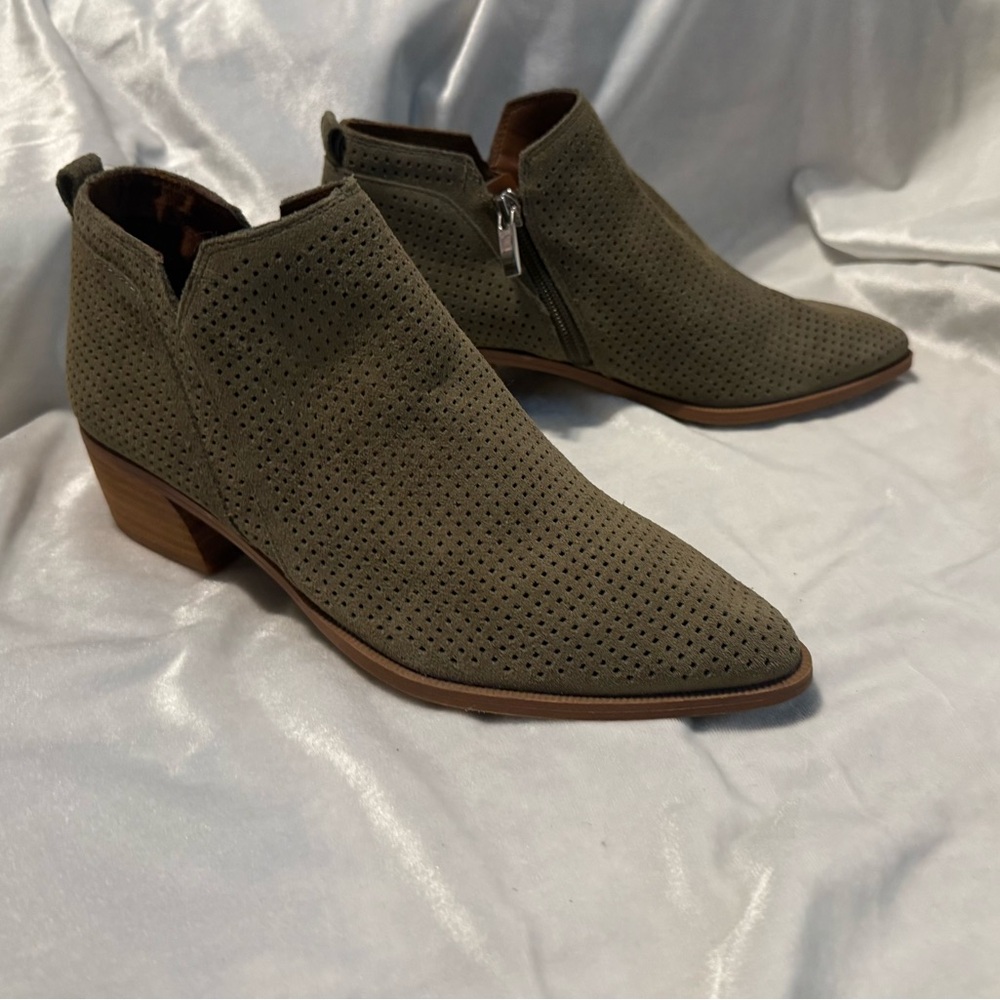 Franco Sarto olive green Perforated Ankle Booties